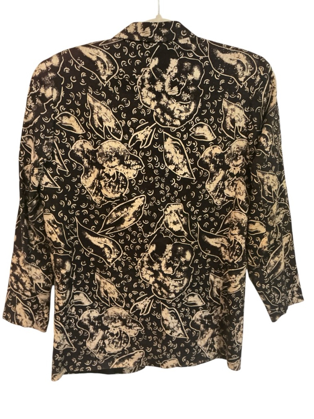 Tahari Black Beige Floral Blazer Women’s Size 2 Linen Lightweight Chic Jacket - Picture 3 of 8